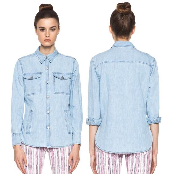 Isabel Marant Tops - Isabel Marant Etoile Paul Batik Indigo Chambray Button Up Shirt Blue Size Medium